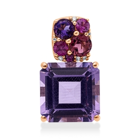 Anhänger aus 750 Rotgold 6 Saphire 7,14ct pink 6 Brillanten 0,03ct TW-SI 18,7x10mm