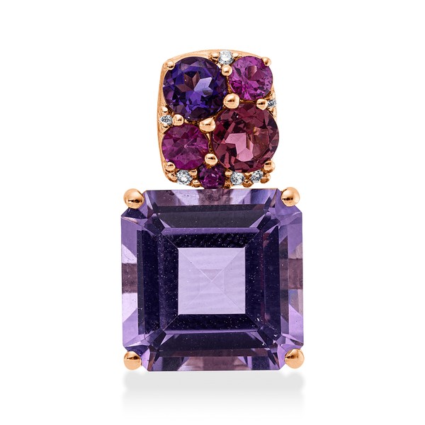 Anhänger aus 750 Rotgold 6 Saphire 6 Brillanten 0.03ct
