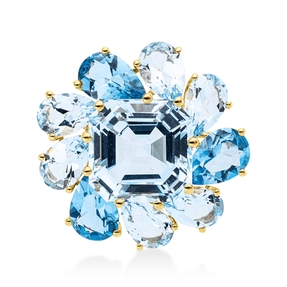 Anhänger aus 750 Gold Gelbgold 10 Topase 21,1ct skyblue 23x22,7mm Anhänger aus 750 Gold Gelbgold 10 Topase 21,1ct skyblue 23x22,7mm