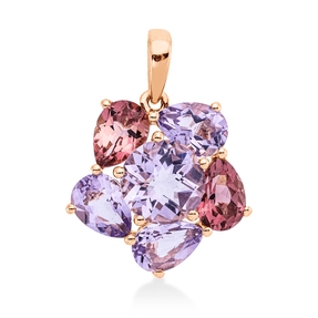 Anhänger aus 750 Gold Rotgold 6 Turmaline 5,4ct pink 20,7x15,7mm mit Öse