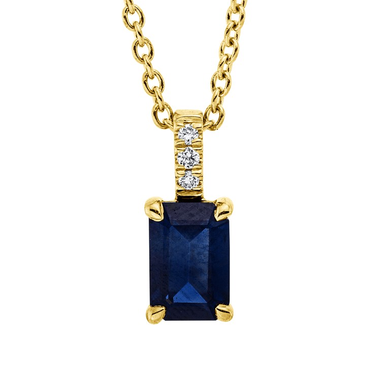 Collier aus 750 Gelbgold Saphir 3 Brillanten 0.02ct