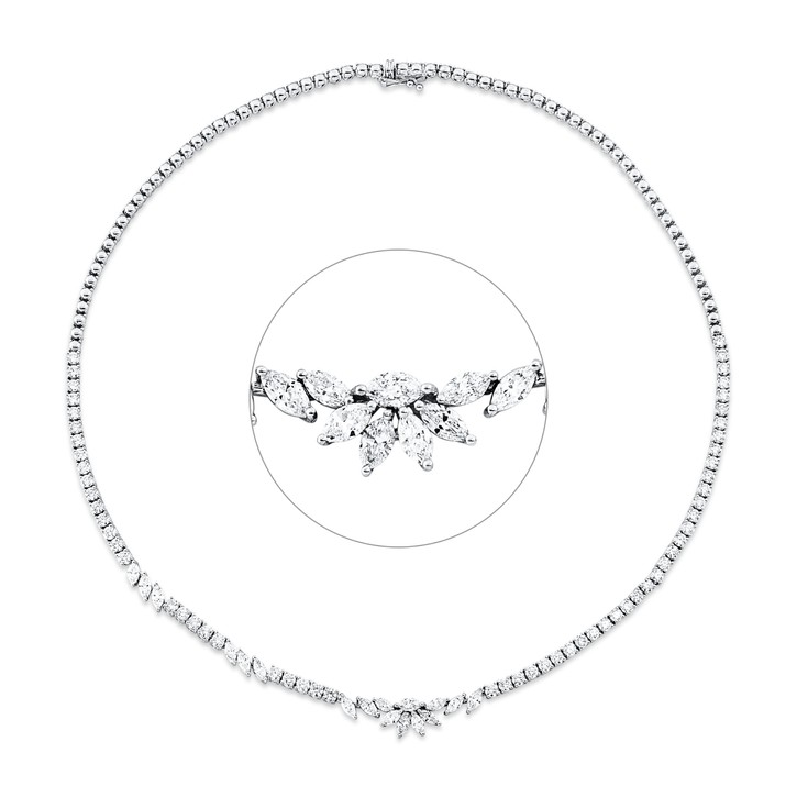 Collier aus 750 Weißgold 76 Brillanten 6.04ct