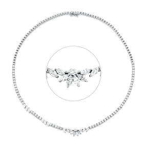 Collier aus 750 Gold Weißgold 76 Diamanten 6,04ct F-SI L:42cm