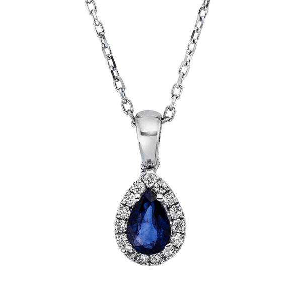 Collier aus 750 Weißgold Saphir 15 Brillanten 0.12ct