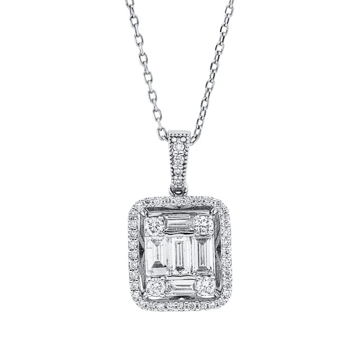 Collier aus 585 Weißgold 49 Brillanten 0.92ct
