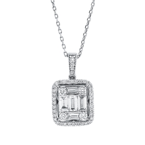 Collier aus 585 Gold Weißgold 49 Diamanten 0,92ct F-SI L:45cm