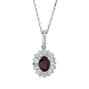 Collier aus 750 Gold Weißgold Rubin 0,58ct rot 21 Diamanten 0,5ct L:45cm