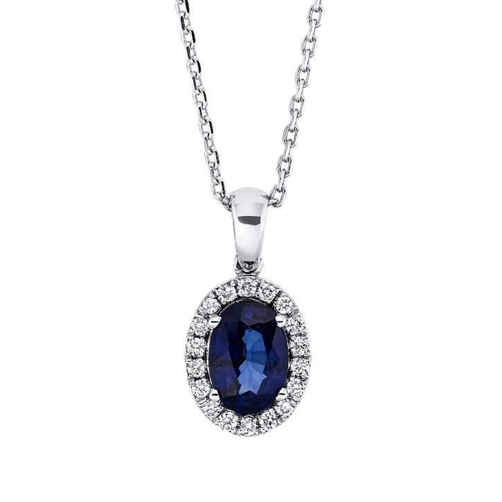 Collier aus 750 Weißgold Saphir 18 Brillanten 0.12ct