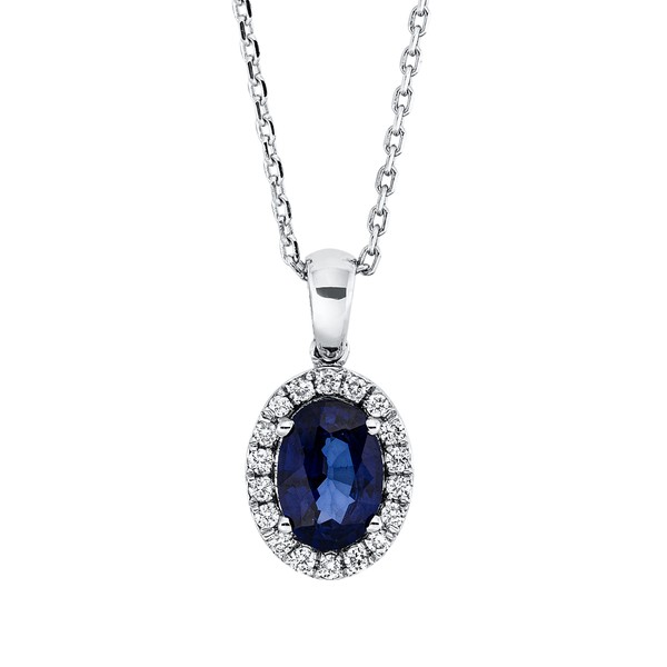 Collier aus 750 Weißgold Saphir 18 Brillanten 0.12ct