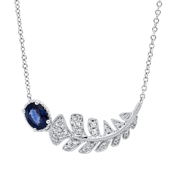 Collier aus 750 Weißgold Saphir 31 Brillanten 0.17ct