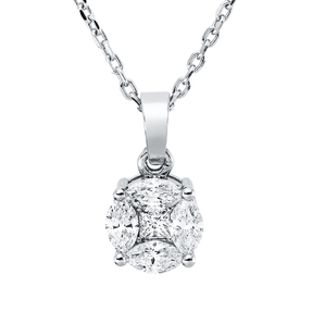 Collier aus 750 Gold Weißgold 5 Diamanten 0,29ct F-SI L:45cm