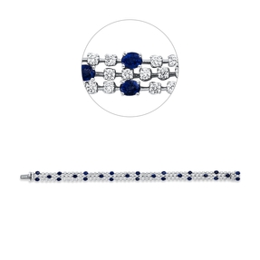 Armband aus 750 Weißgold 26 Saphire 6,47ct blau 118 Brillanten 4,32ct TW-VSI/SI