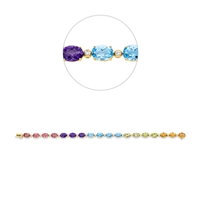 Armband aus 750 Rotgold 18 Farbsteine 14,8ct mehrfarbig 18 Brillanten 0,29ct TW-SI