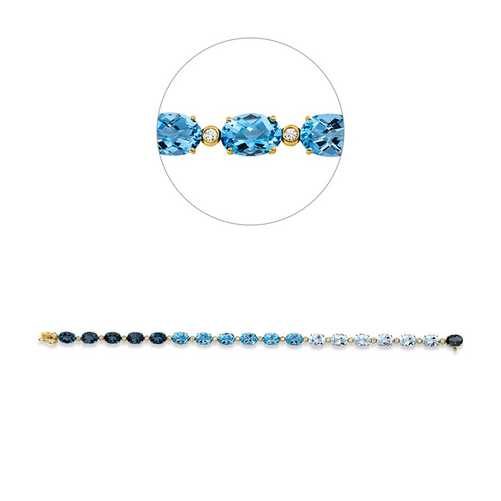 Armband aus 750 Gelbgold 18 Topase 18 Brillanten 0.29ct