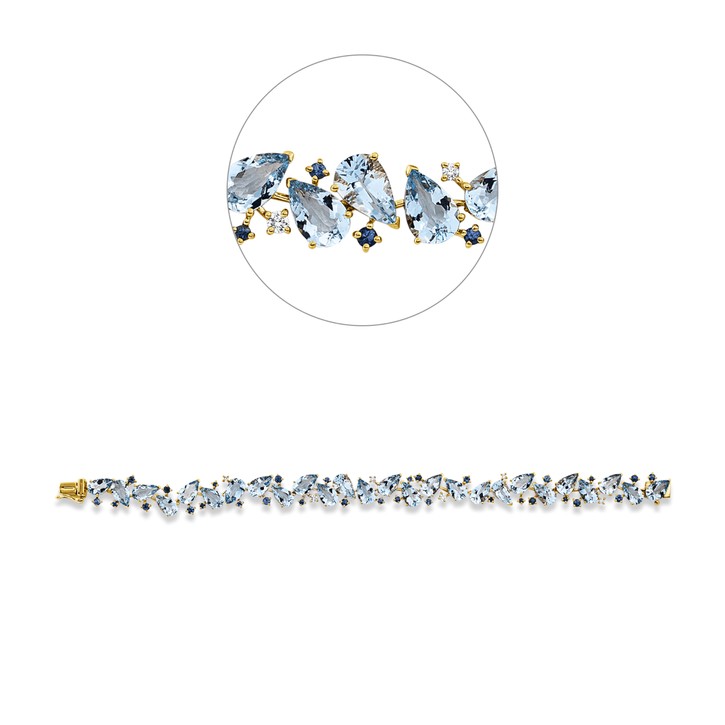 Armband aus 750 Gelbgold 56 Saphire 6 Brillanten 0.18ct