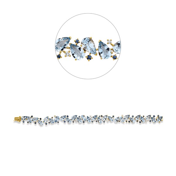 Armband aus 750 Gelbgold 56 Saphire 6 Brillanten 0.18ct