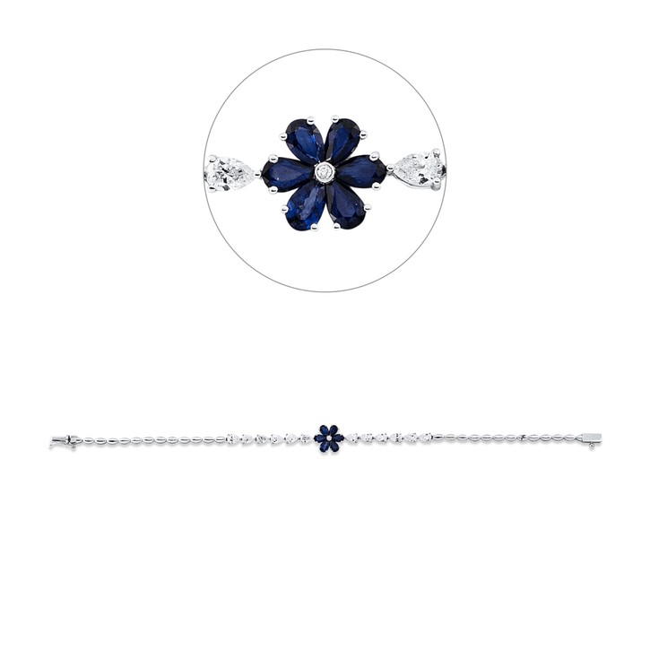 Armband aus 750 Weißgold 6 Saphire 13 Brillanten 1.94ct