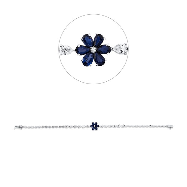 Armband aus 750 Weißgold 6 Saphire 13 Brillanten 1.94ct