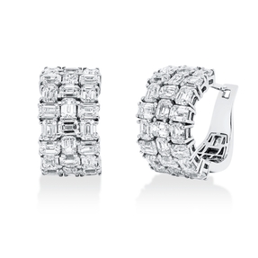 Creolen aus 750 Weißgold 48 Diamanten Smaragd-Schliff 5,04ct TW-VSI/SI 16,8x9,1mm