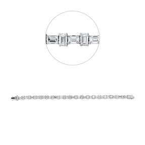Armband aus 750 Weißgold 40 Diamanten Smaragd-Schliff 11,2ct F-VSI B:5,2mm L:17cm