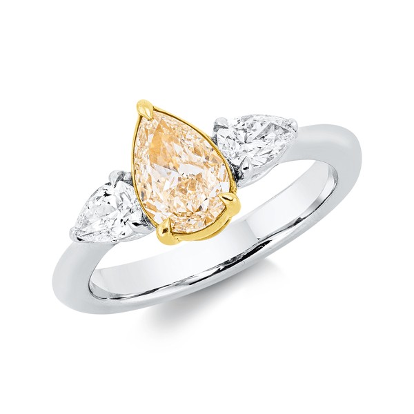 Ring aus 750 Gold gelb weiß 3 Diamanten 1.48ct