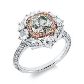 Ring aus 750 Gold weiß/rot 139 Diamanten 3,19ct F-VSI B:15,5mm