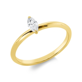 Solitaire Ring aus 750 Gelbgold Diamant Navette-Schliff 0,19ct TW-SI B:6,2mm