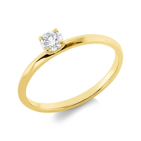 Solitaire Ring aus 750 Gold Gelbgold Brillant 0,22ct TW-SI B:3,9mm 4er-Krappe