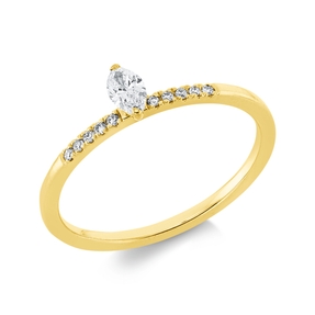 Ring aus 750 Gold Gelbgold 11 Diamanten 0,2ct TW-SI B:5,4mm 2er-Krappe