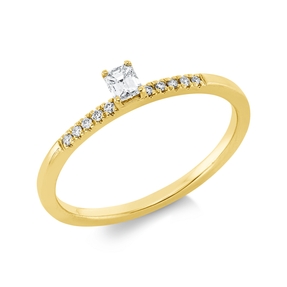 Ring aus 750 Gold Gelbgold 2 Diamanten 0,19ct TW-SI B:3,6mm 4er-Krappe