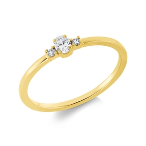 Ring aus 750 Gold Gelbgold 3 Diamanten 0,13ct TW-SI B:3,5mm 4er-Krappe