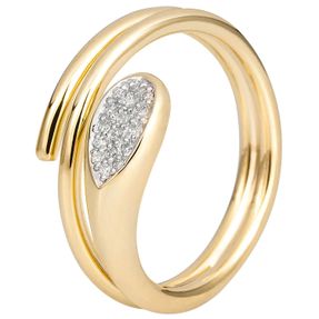 Ring aus 585 Gold Gelbgold mit 16 Diamanten Brillanten 0,094 Ct. W-SI B: 10mm