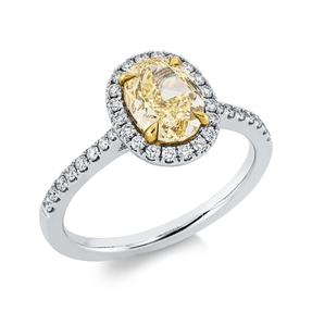 Ring aus 750 Gold gelb/weiß 37 Diamanten 1,58ct B:10,3mm 4er-Krappe Ring aus 750 Gold gelb/weiß 37 Diamanten 1,58ct B:10,3mm 4er-Krappe
