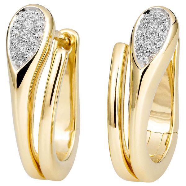 Creolen aus 585 Gelbgold mit 26 Diamanten 0.142 Ct W-SI