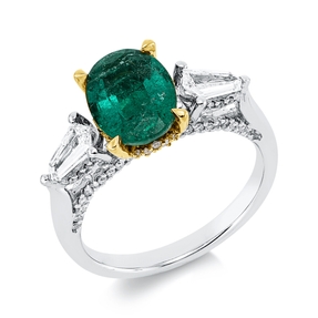 Ring aus 750 Gold gelb/weiß Smaragd 1,75ct grün 88 Diamanten 0,68ct B:9,5mm Ring aus 750 Gold gelb/weiß Smaragd 1,75ct grün 88 Diamanten 0,68ct B:9,5mm