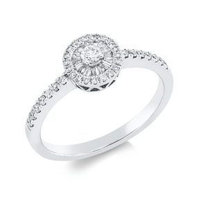 Ring aus 750 Gold Weißgold 50 Diamanten 0,31ct F-SI B:7,4mm