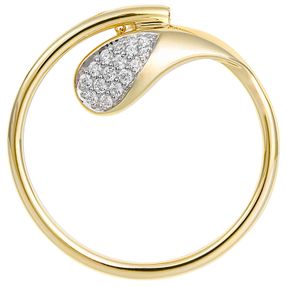 Anhänger Kreis 25mm aus 585 Gold Gelbgold mit 16 Diamanten 0,129 Ct. W-SI