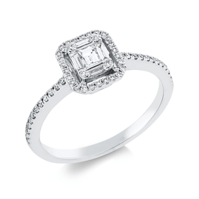 Ring aus 750 Gold Weißgold 59 Diamanten 0,38ct TW-SI B:8mm