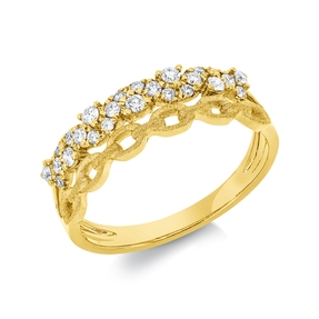 Ring aus 750 Gold Gelbgold 25 Diamanten 0,25ct TW-SI B:6mm mattiert
