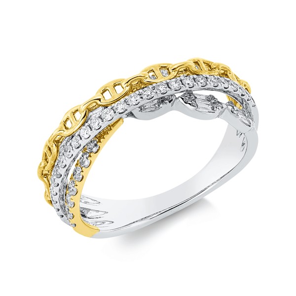 Ring aus 750 Gold gelb weiß 63 Brillanten 0.58ct