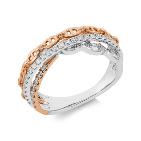Ring aus 750 Gold weiß/rot 63 Diamanten 0,58ct TW-SI B:7,1mm