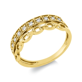 Ring aus 750 Gold Gelbgold 10 Brillanten 0,11ct TW-SI B:5,8mm