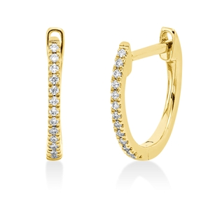 Creolen aus 750 Gold Gelbgold 26 Brillanten 0,06ct TW-SI 11x1,2mm Creolen aus 750 Gold Gelbgold 26 Brillanten 0,06ct TW-SI 11x1,2mm