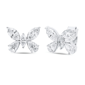 Ohrstecker Schmetterling aus 750 Weißgold 10 Diamanten 1,28ct TW-SI 8,1x10,6mm