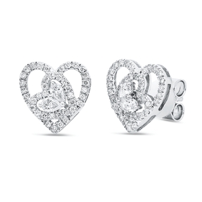 Ohrstecker Herz aus 750 Weißgold 84 Diamanten 0,45ct TW-SI 10,2x10,2mm