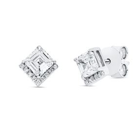 Ohrstecker aus 750 Gold Weißgold 20 Diamanten 0,99ct TW-SI 7,5x7,5mm