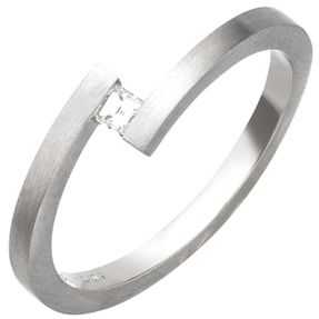 Ring aus 950 Platin mattiert mit Diamant im Caree-Schliff 0,09 Ct. W-SI B: 5,7mm