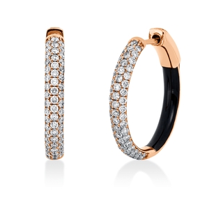 Pavé Creolen 750 Rotgold 2 Emaillen schwarz 110 Brillanten 0,86ct TW-SI 19,9x2,9mm
