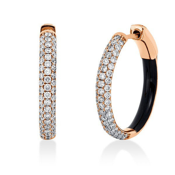 Pavé Creolen aus 750 Rotgold 2 Emaillen 110 Brillanten 0.86ct