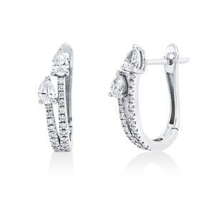 Creolen aus 750 Gold Weißgold 42 Diamanten 0,6ct F-SI 15,5x2,9mm Creolen aus 750 Gold Weißgold 42 Diamanten 0,6ct F-SI 15,5x2,9mm